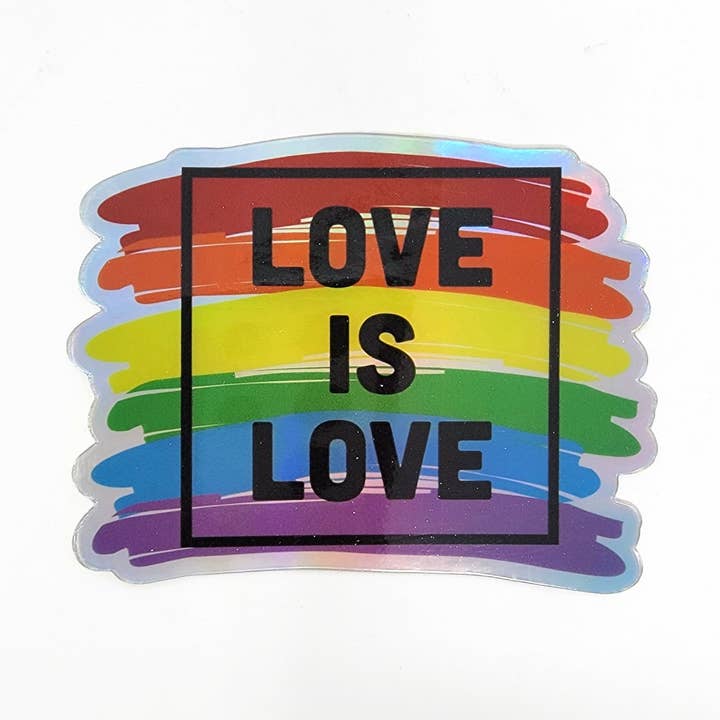 Autocollant en vinyle - Love is Love Holographic pour la vente par Candlelit Desserts