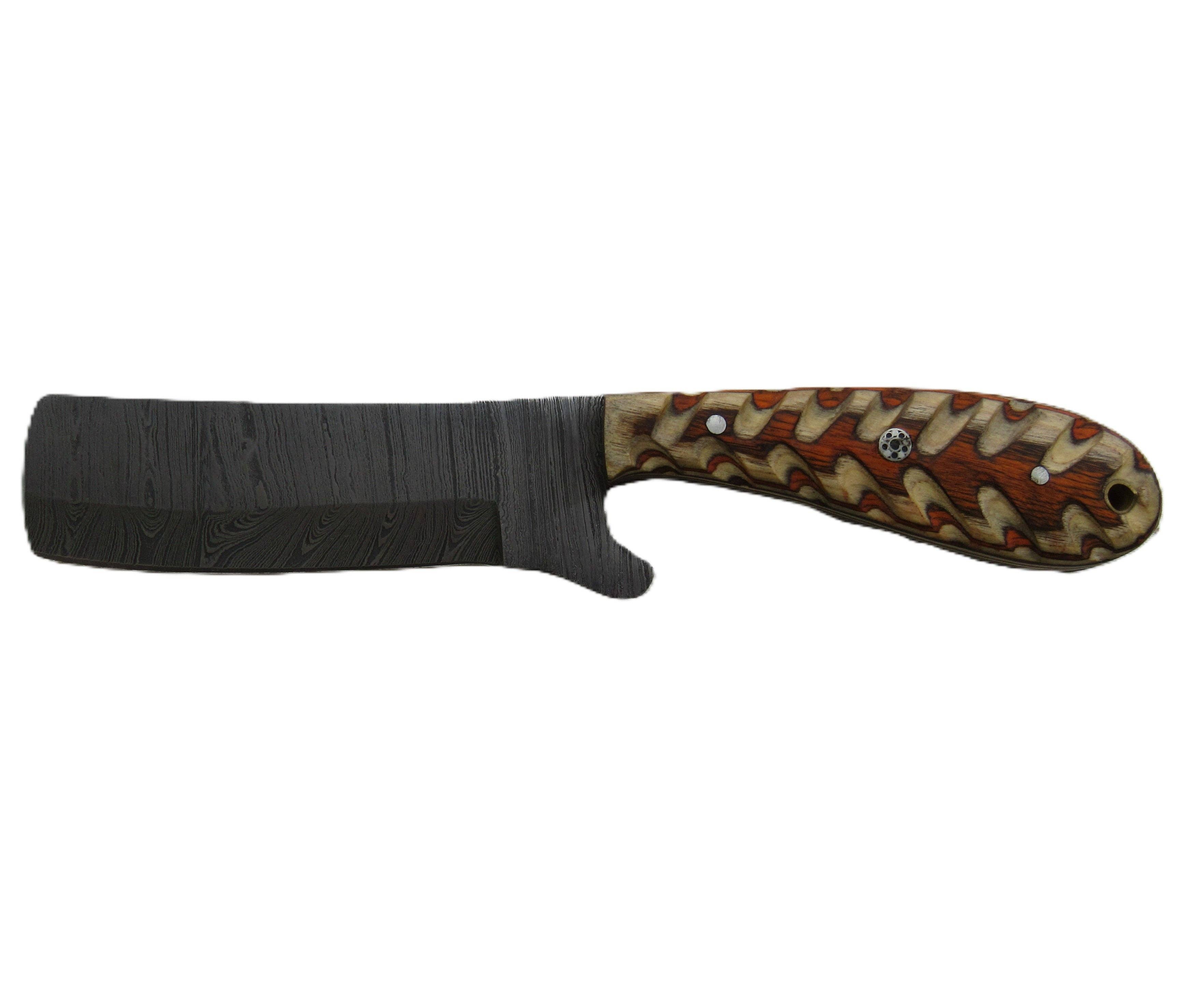 Ruddock Bros. LLC - Wholesale Pocket Knife/Holder - Ponderosa Utility Bull Knife - Fixed Blade - Damascus Steel3