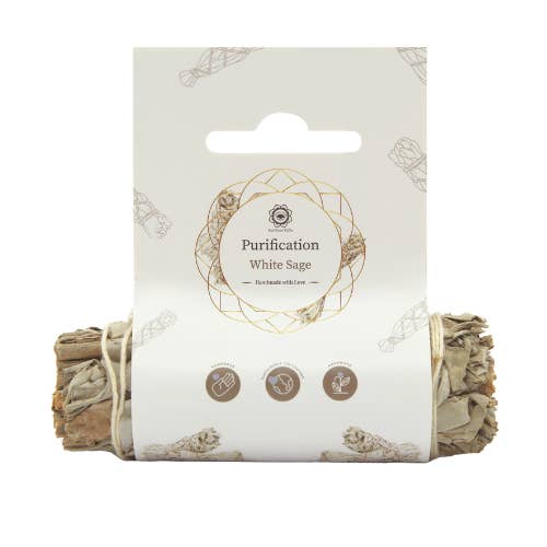 Purification White Sage Smudge Stick 10 cm with Label for wholesale by Green Tree