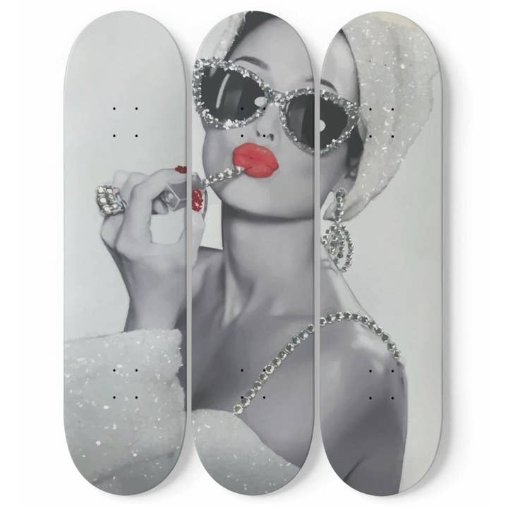 Audrey Hepburn Artwork 14 | 3-piece Skateboard Wall Art | Wall Decor | Best Unique Gift for Home Decor for wholesale by SkateboardArtsy
