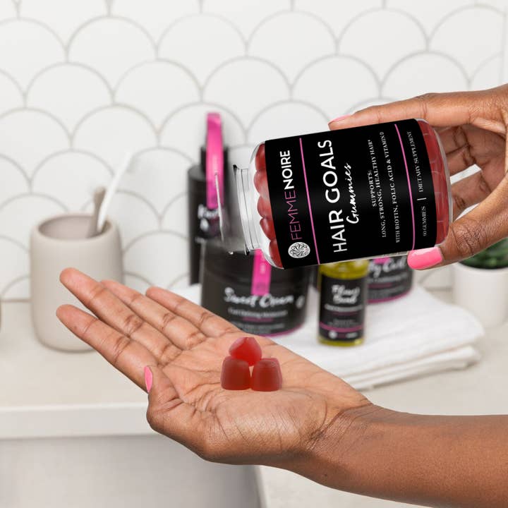 FEMME NOIRE - Vente Supplément oral/vitamine - Buts de cheveux Gummies de croissance3