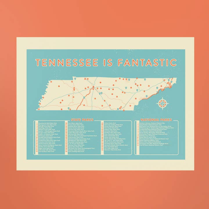 TN is Fantastic Map Print for wholesale by Friendly Arctic