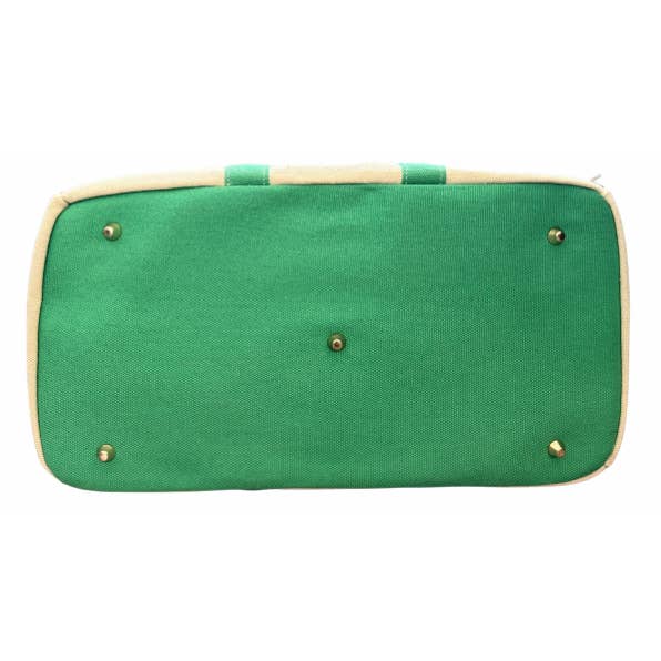 Runway Athletics - Wholesale Tote Bag - Women's - Canvas Tote Bag w/ Gold Buckle Hardware - Green Trim 3