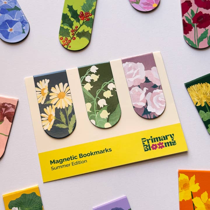 Floral Magnetic Bookmarks Summer Edition | Set of 3 for wholesale by Primary Blooms LLC