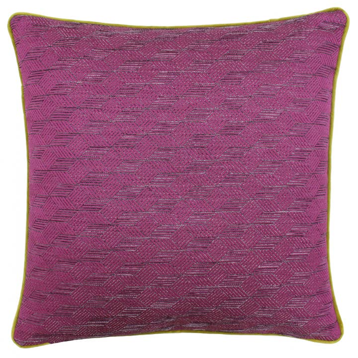 Marylebone Jacquard Cushion Sulphur/Fuchsia for wholesale by Riva Home