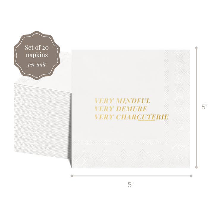 HOST at HOME by The Bamboo Abode - Wholesale Disposable Napkin - Demure Charcuterie Cocktail Napkin White & Gold - Set of 201