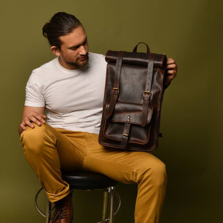 Dotch Leather - Vente Sac à dos – homme - Sac à dos roulé en cuir DuVall