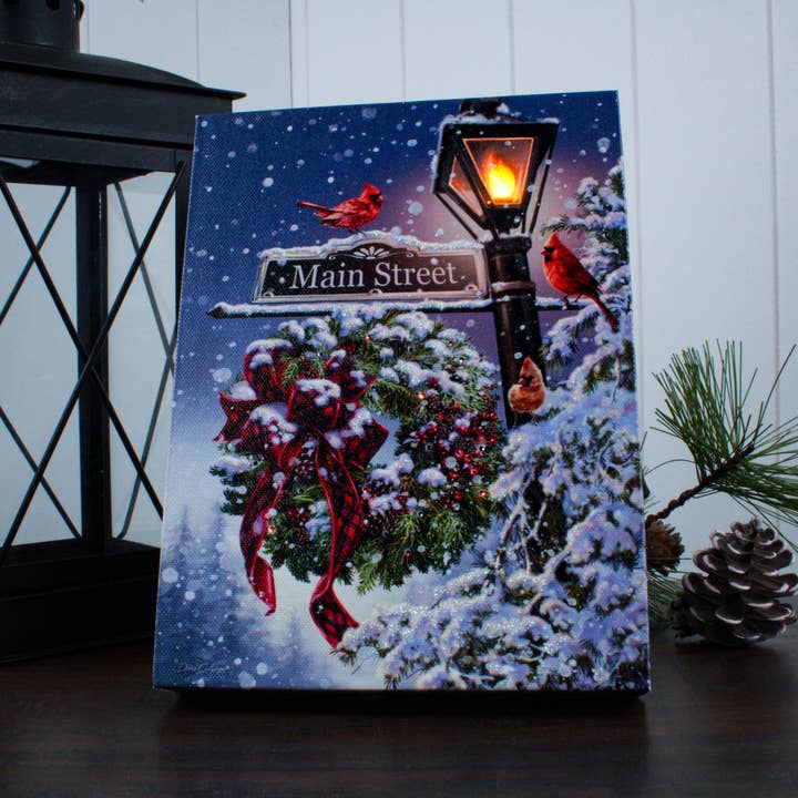 Main Street Christmas 8x6 Lighted Tabletop Canvas for wholesale by Glow Decor