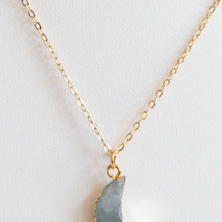 Bohemian and Bouj - Wholesale Pendant/Charm Necklace - The Moon Necklace | 14k Gold-Filled + Crystal Moon10
