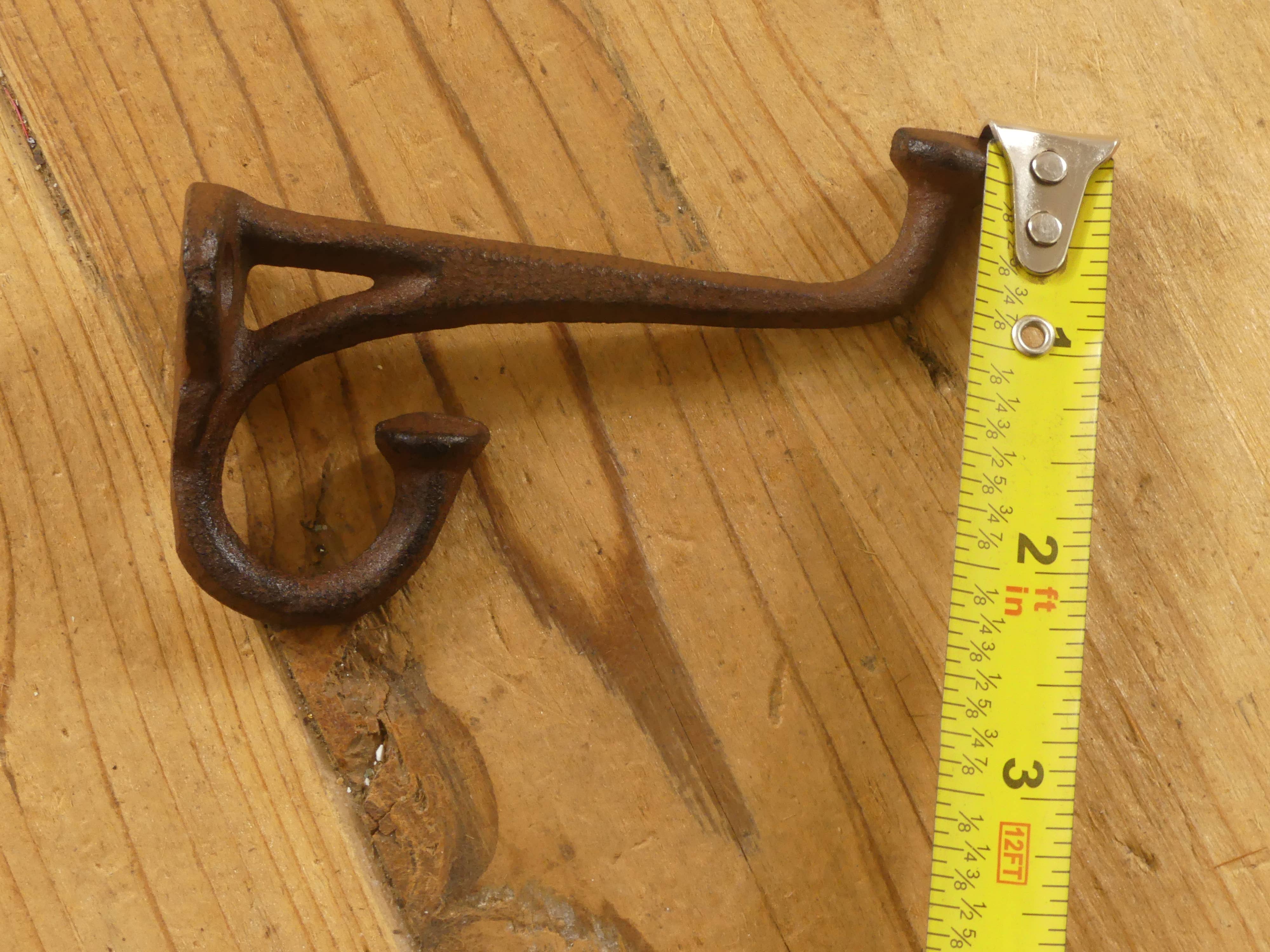 Midwest Craft House - Vente Crochets muraux - Crochet rustique en fonte à extrémité plate, 4 po de long4