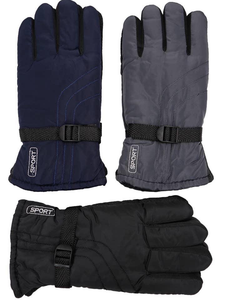 Big Men's Sport Stitched Fleece Lined Ski Gloves for wholesale by Cap Zone