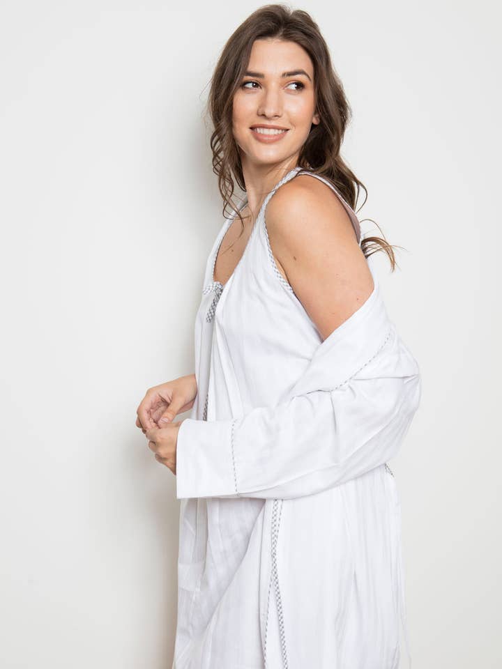 100% Cotton Superfine Shadow Stripe Chemise - Nightdress for wholesale by Cottonreal