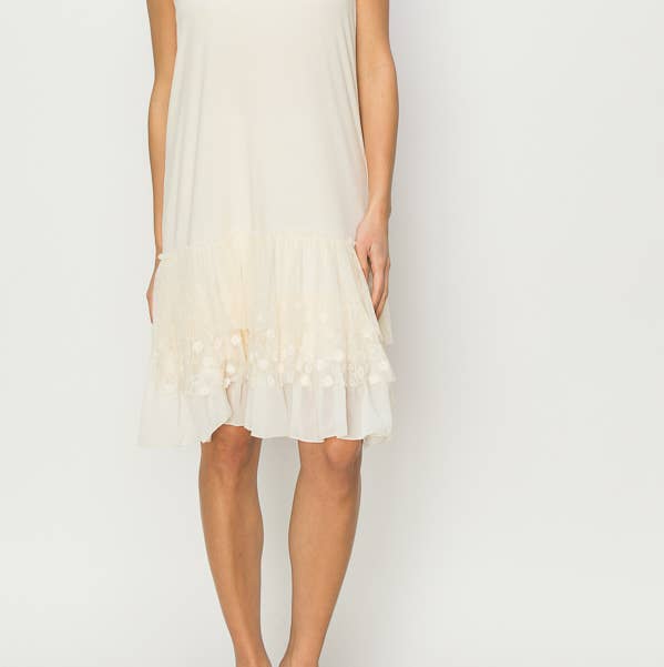 Layered Lace Hem Slip Dress / Extender-4672 BEIGE for wholesale on Faire