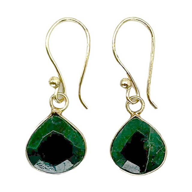 Gold Plated Earrings with Semi-Precious Stone - Mica Green for wholesale by Anju Jewelry