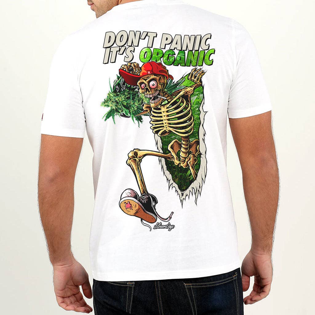 StonerDays Apparel – Engroshandel Grafisk t-shirt - Unisex – Dont Panik Grønne Hvid Tee4