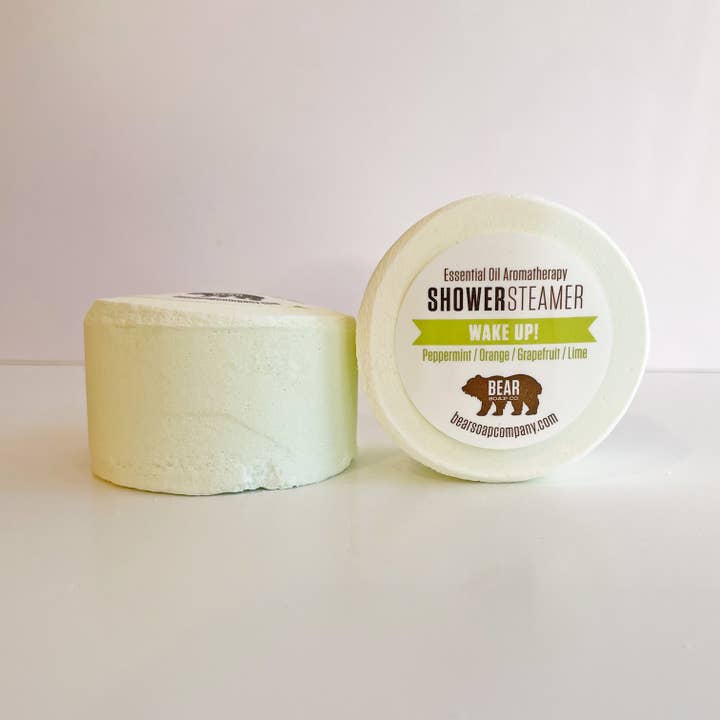 Wake Up Shower Steamer for wholesale by Bear Soap Company