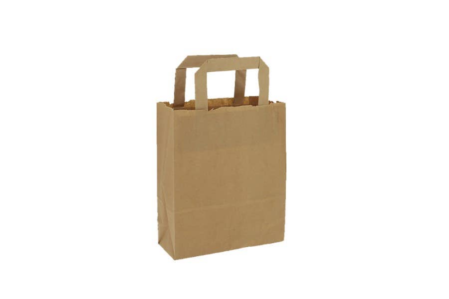 PUNTOQPACK - Venta al por mayor Bolsas de celofán - Bolsas De Papel Kraft Mini Asa Plana (18+9X22Cm)0