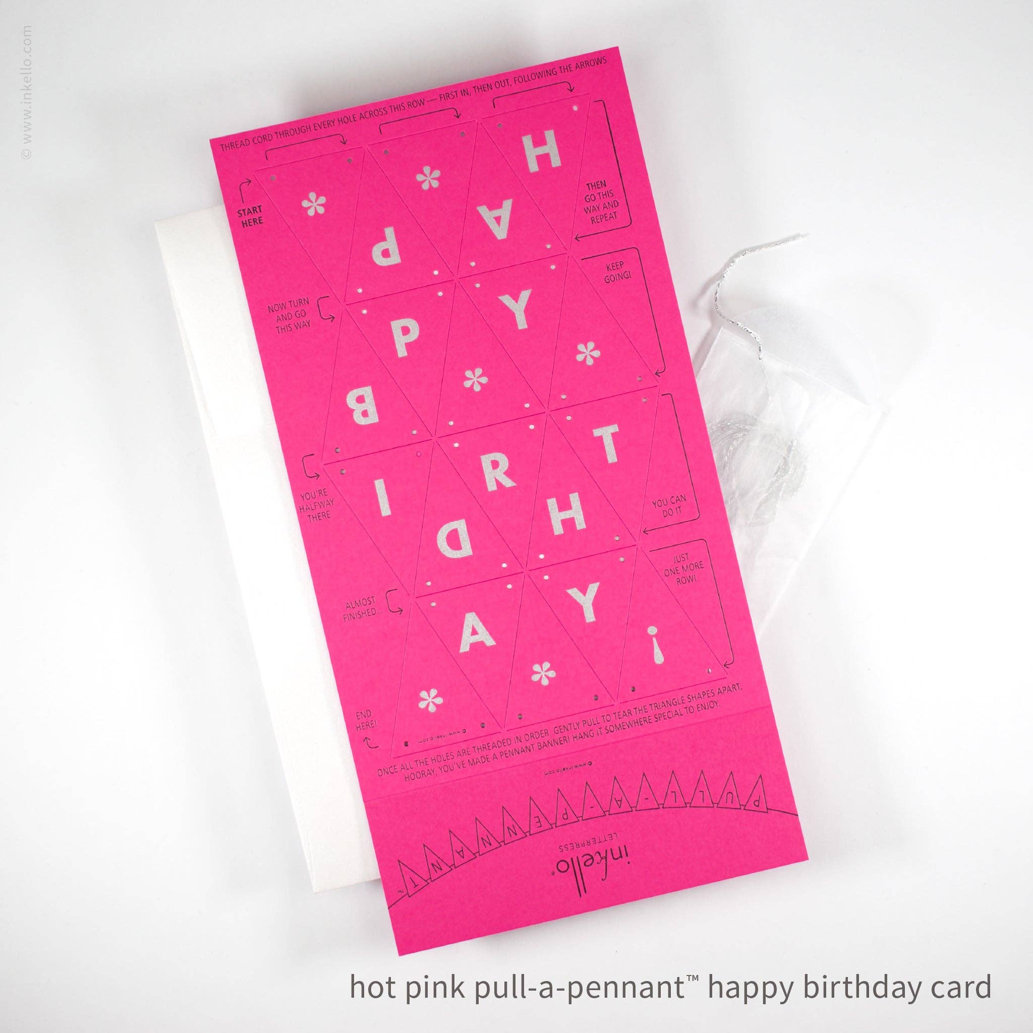 Inkello Letterpress - Wholesale Birthday Card - Birthday Pull-A-Pennant™ Greeting Card (#510)12