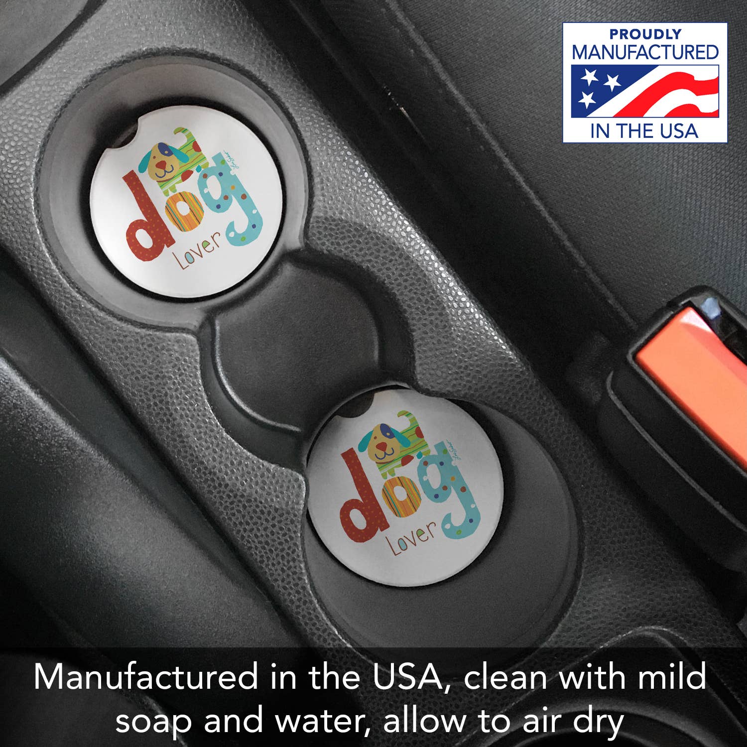 CounterArt/Highland Home/Thirstystone - Wholesale Car Coaster - Unisex - Dog Lover Bulk Absorbent Stone Car Coaster-NO PACKAGING1