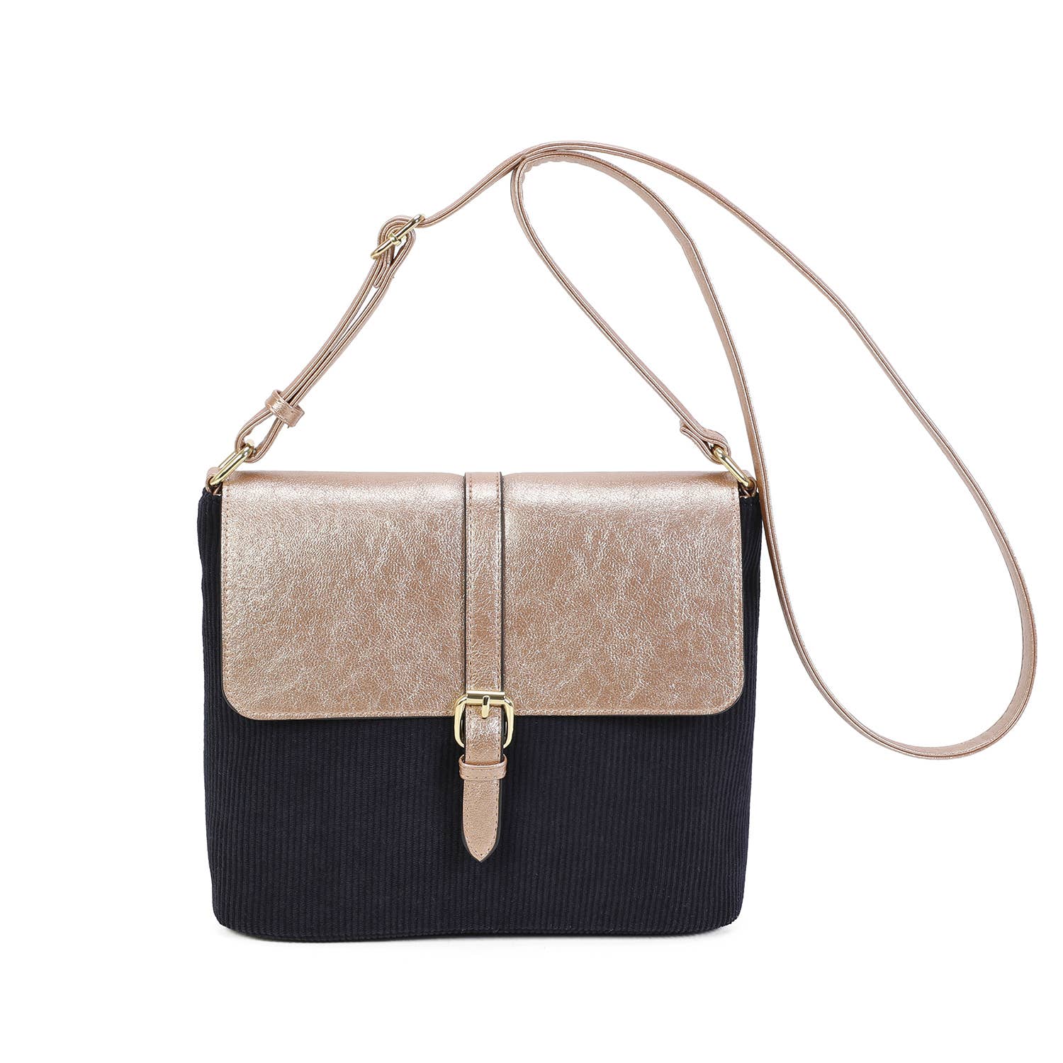 INES DELAURE - Wholesale Shoulder Bag - Women's - Corduroy shoulder bag trimmed with PU2