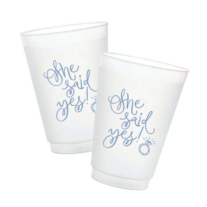 Blue She Said Yes Frosted Cup Sleeve for wholesale by Surcie