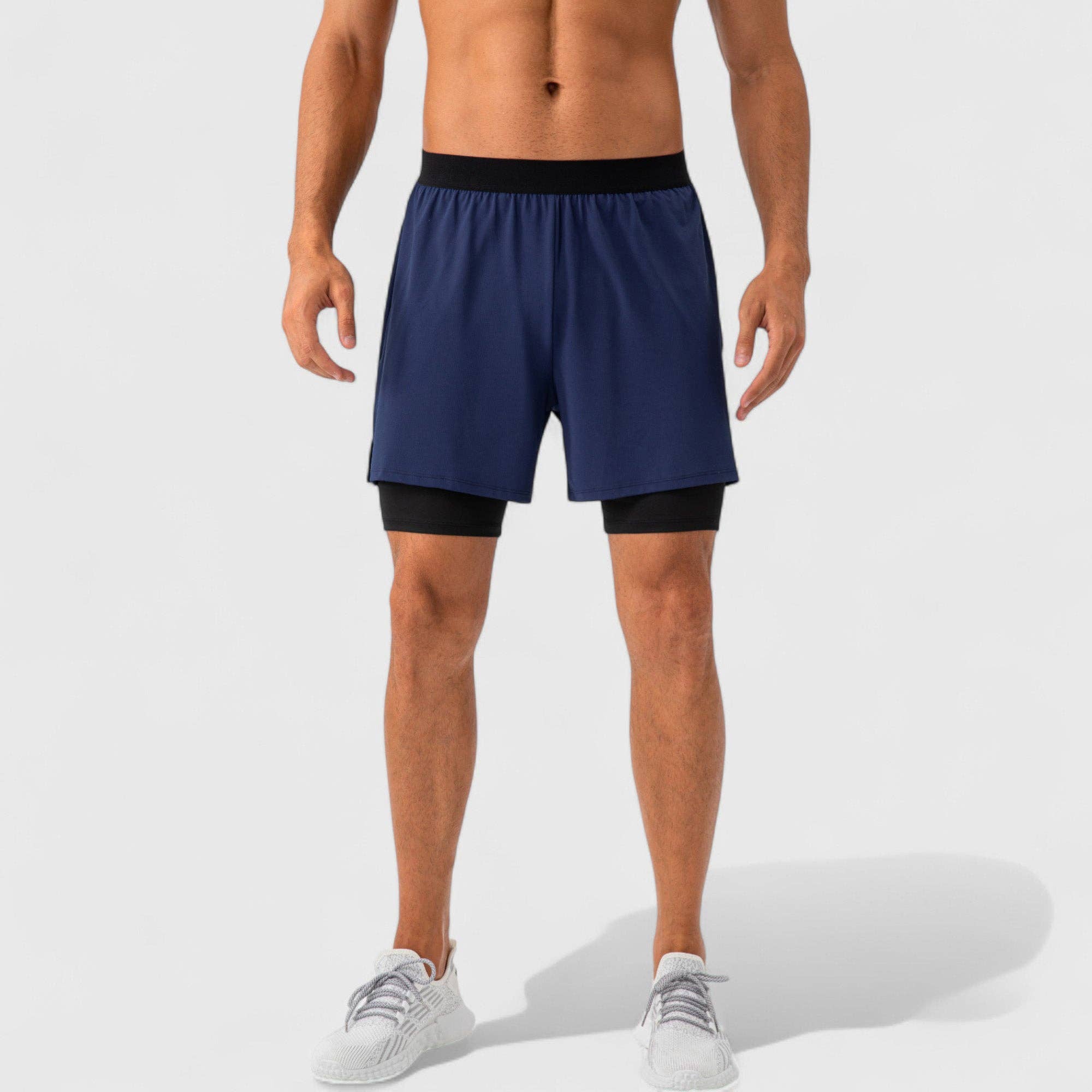 Active by Anna-Kaci - Wholesale Athletic Shorts - Men's - Men's 2-in-1 Training Shorts with Inner Compression Layer an1