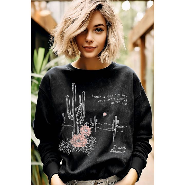 HRTandLUV - Wholesale Sweatshirt - Women's - JUST LIKE A CACTUS MINERAL GRAPHIC SWEATWHIRTS2