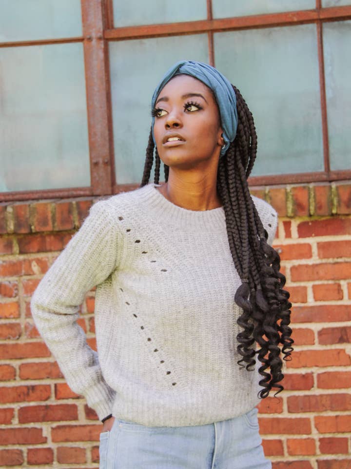 Teal Jersey Knit Twist Wide Headband for wholesale by BANDED