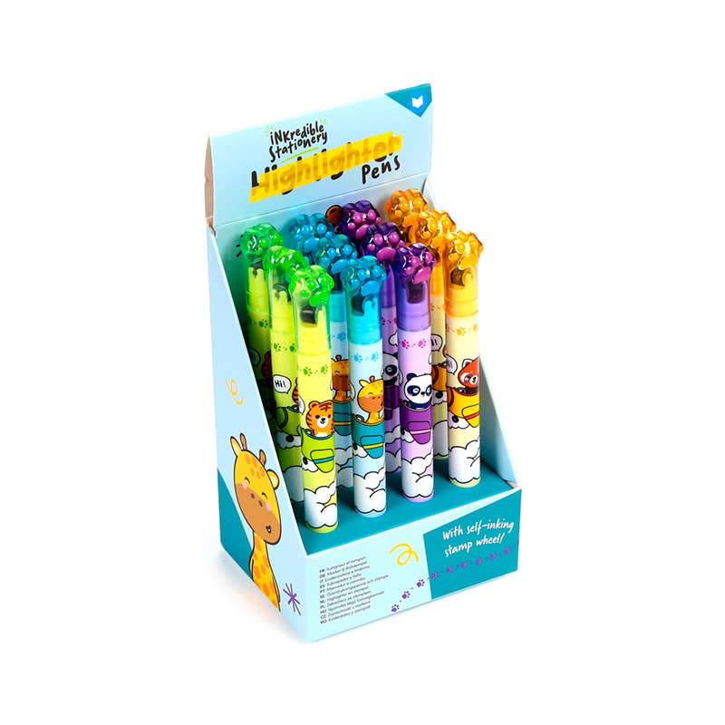 Puckator Ltd – wholesale Highlighter – Adoramals Wild 2-in-1 Highlighter & Stamp Wheel Pen0
