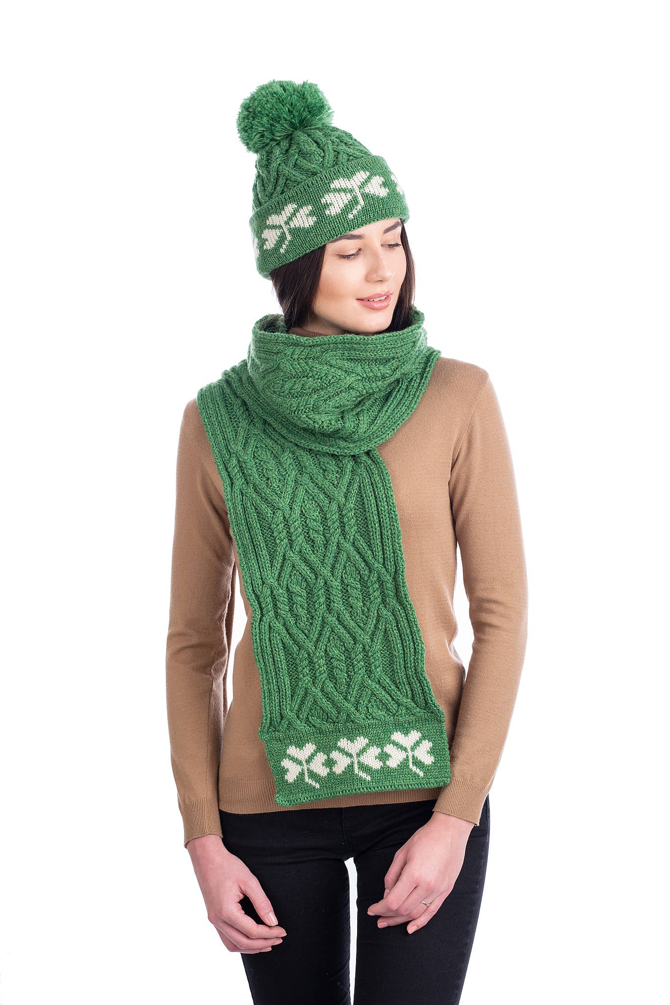 Saol - Wholesale Beanie - Women's - Green Shamrock Wool Hat2