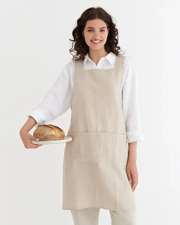 MagicLinen (We handle U.S. import procedures for you) - Wholesale Apron - Pinafore cross-back linen apron in various colors6