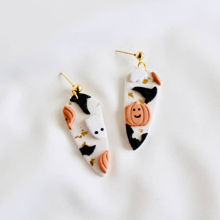 Boucles d'oreilles d'Halloween | boucles d'oreilles citrouille | boucles d'oreilles en argile pour la vente par PERNAZ JEWEL