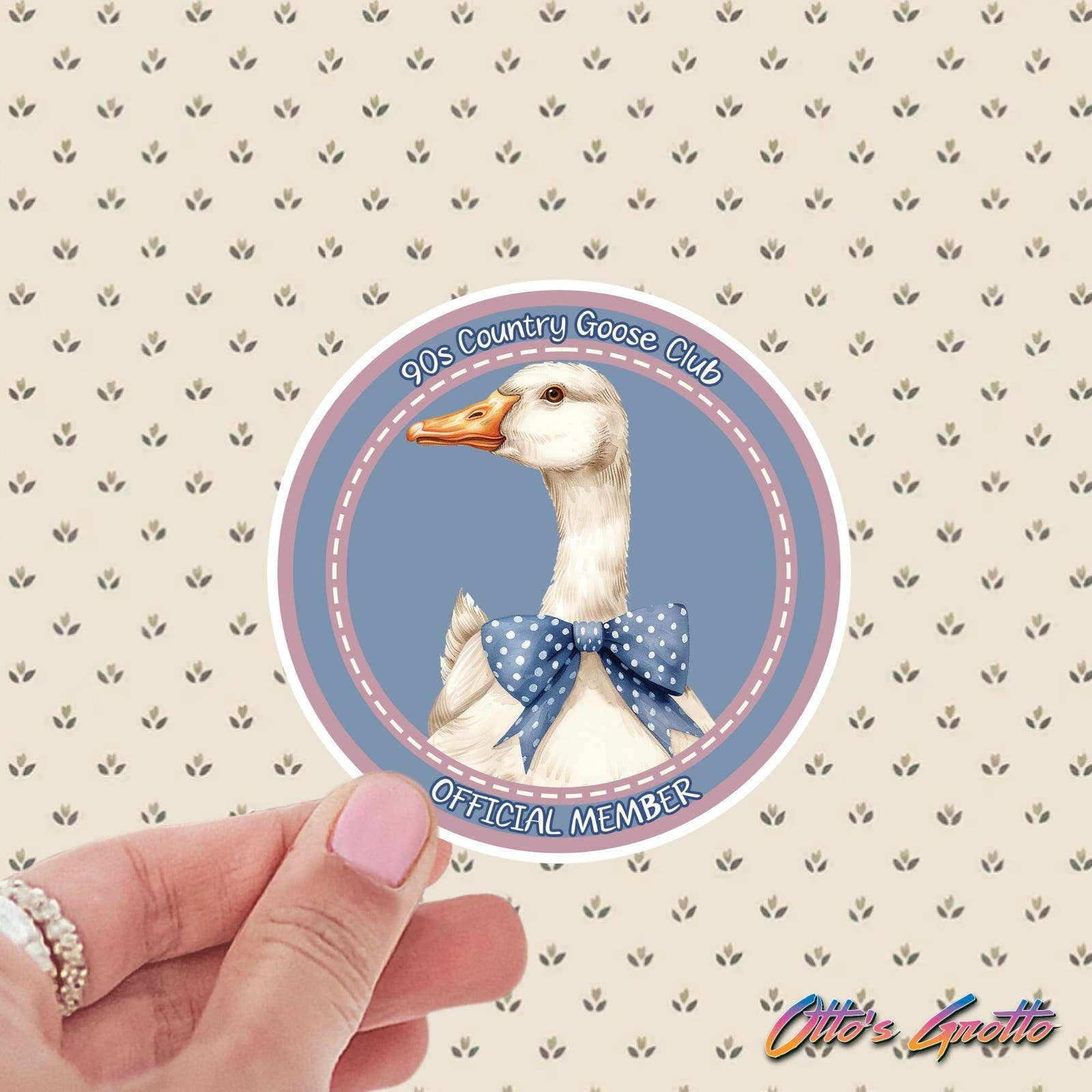 Otto's Grotto - Wholesale Sticker - 90s Country Goose Club Sticker - Polka Dot Bow Goose Decor0