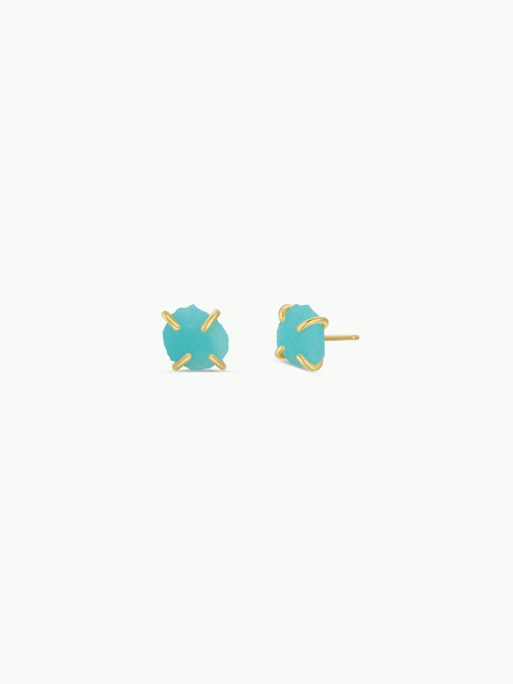 Gemstone Prong - Amazonite - Gold Earrings for wholesale by JaxKelly