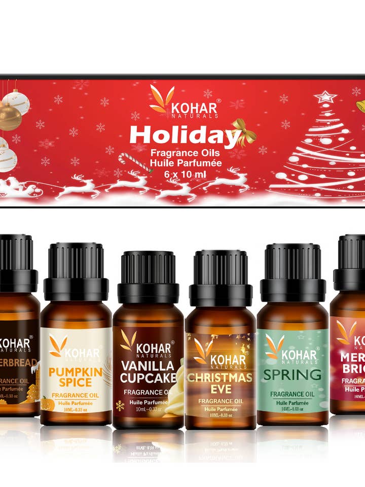 Holiday fragrance Oil Gift Set of 6 oil x 10 ml for wholesale by KOHAR NATURALS