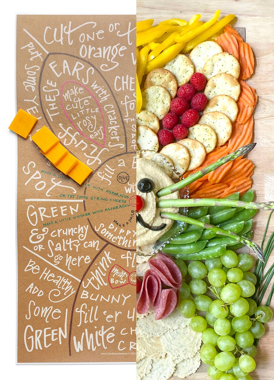 Color Box Design & Letterpress - Wholesale Cheese Board - Charcuterie Cheat Sheet | Bunny3