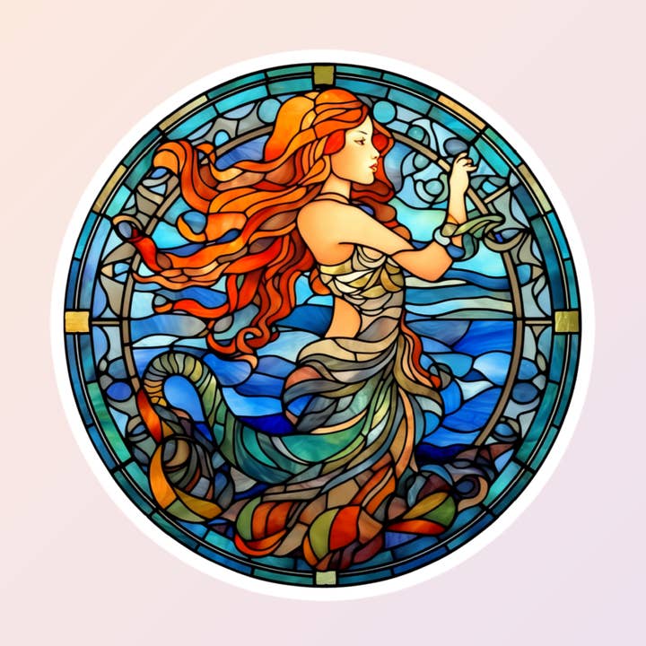 Mermaid Stickers, Stained Glass Stickers, Decorative for wholesale by Sorry Not Sorry Co