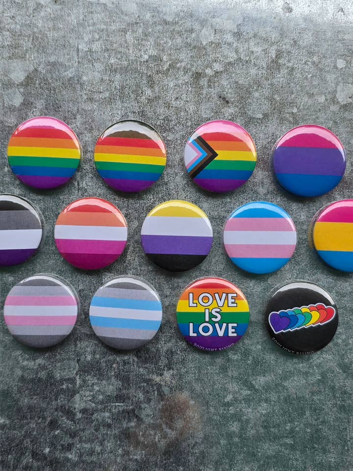 LGBTQ+ Pride Flag Buttons & Magnets for wholesale by Soulight Rising