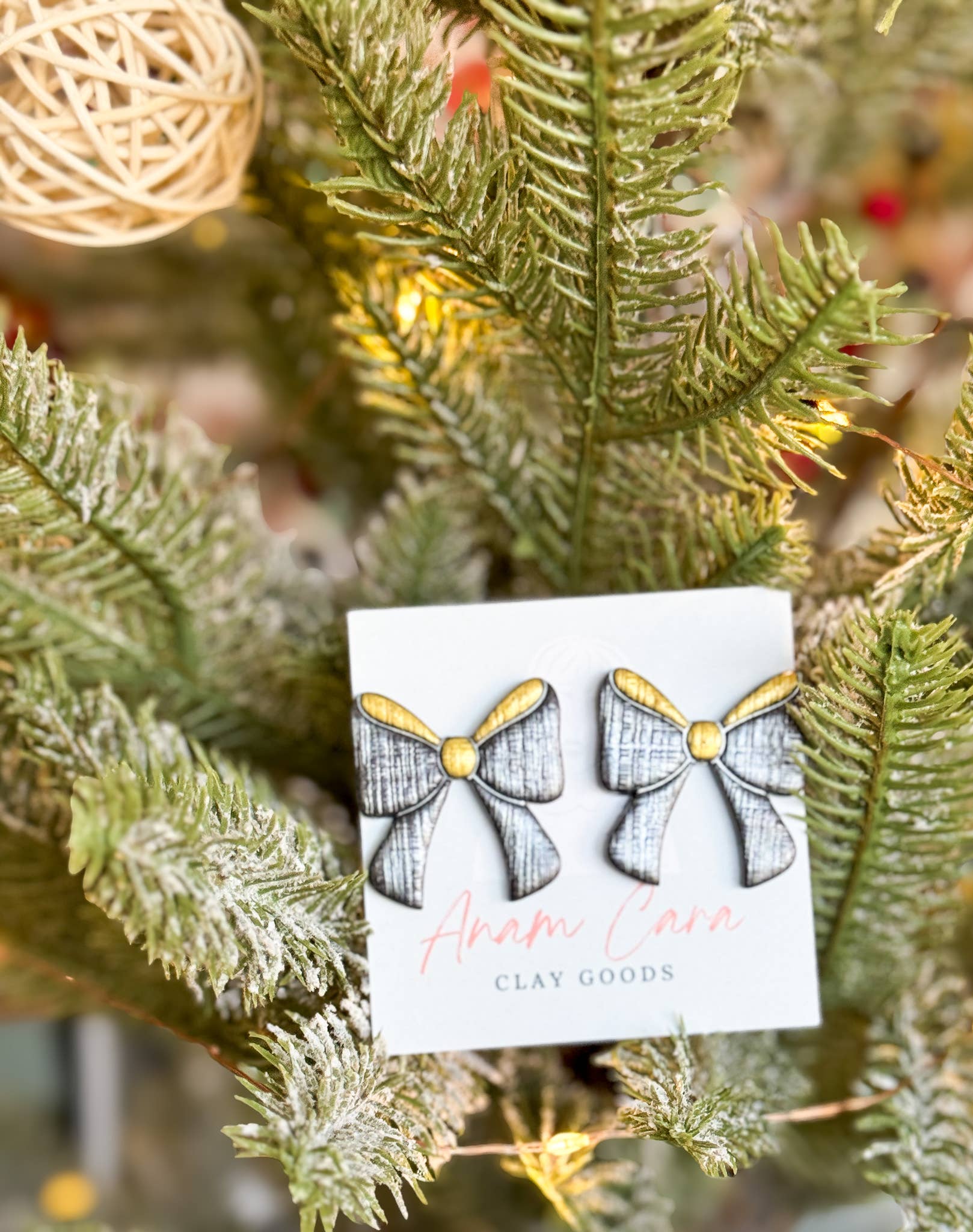 Anam Cara Clay Goods - Wholesale Stud/Post Earrings - Sparkle Bow Statement Studs-Polymer Clay Earrings4