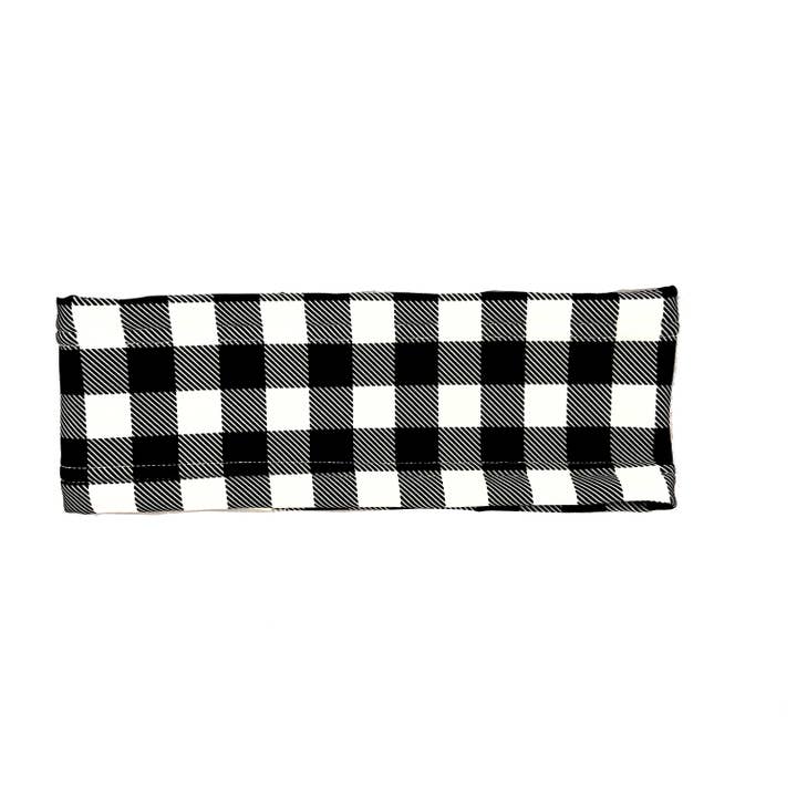 Black and White Buffalo Plaid Fleece Headband for wholesale by Bani Bands Headbands
