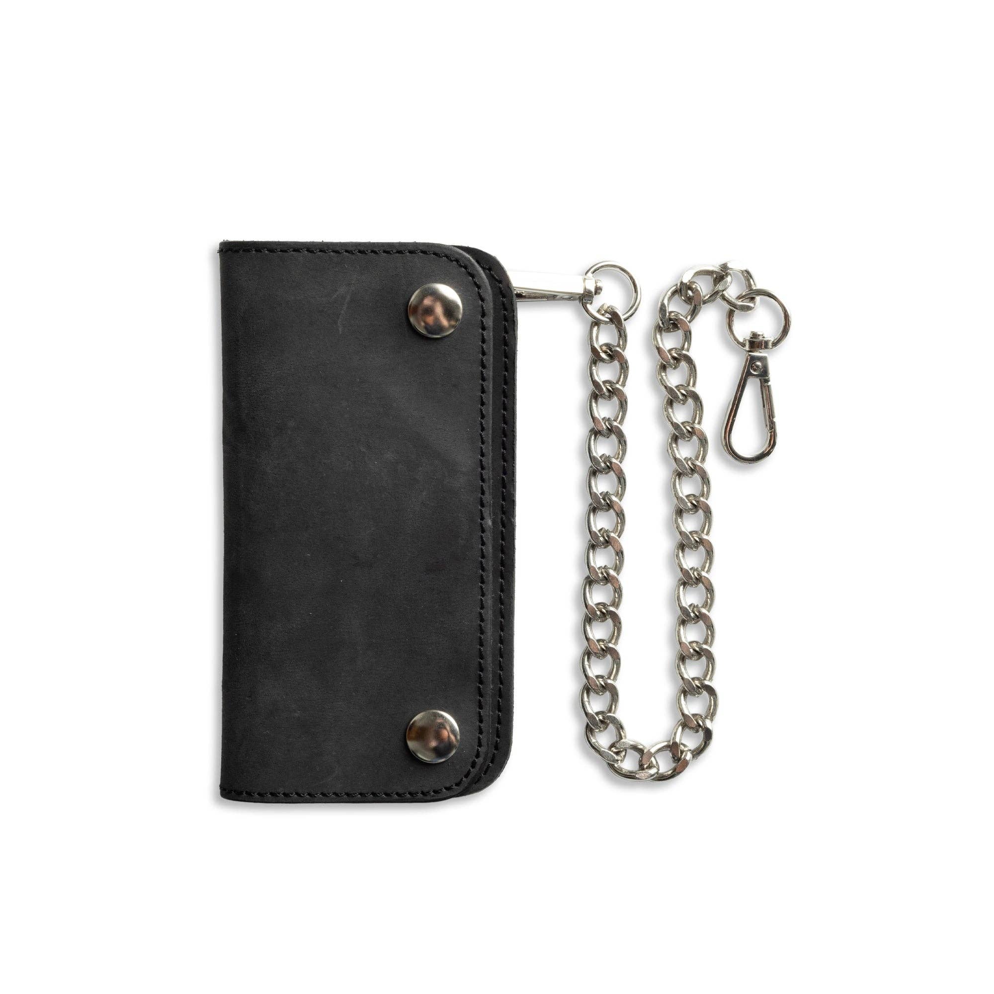 Gunmetal Black Small Leather Trucker Wallet by New York for wholesale on Faire