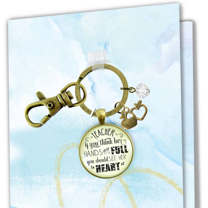 Gutsy Goodness - Vente Porte-clés – femme - Porte-clés pour professeur, cadeau « Si vous pensez que ses mains sont pleines de cœur »
