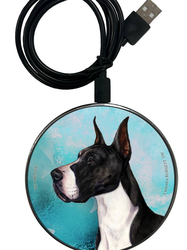 Great Dane Black & Wht Mantle Crop - Zoomies Phone Charger for wholesale by Pet Gifts USA, LLC