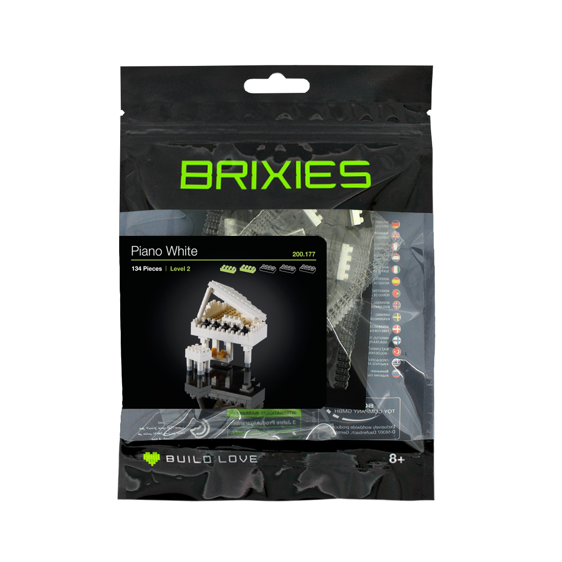 Brixies – wholesale Build-a-toy – Child – BRIXIES piano (grand piano) white1