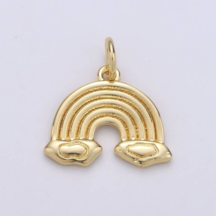 24k Gold Filled Dainty Rainbow Cloud Charm, Gold Cloud Rainbow Pendant for Necklace Bracelet Earring Charm Component Supply E-066 for wholesale by Aim Eternal