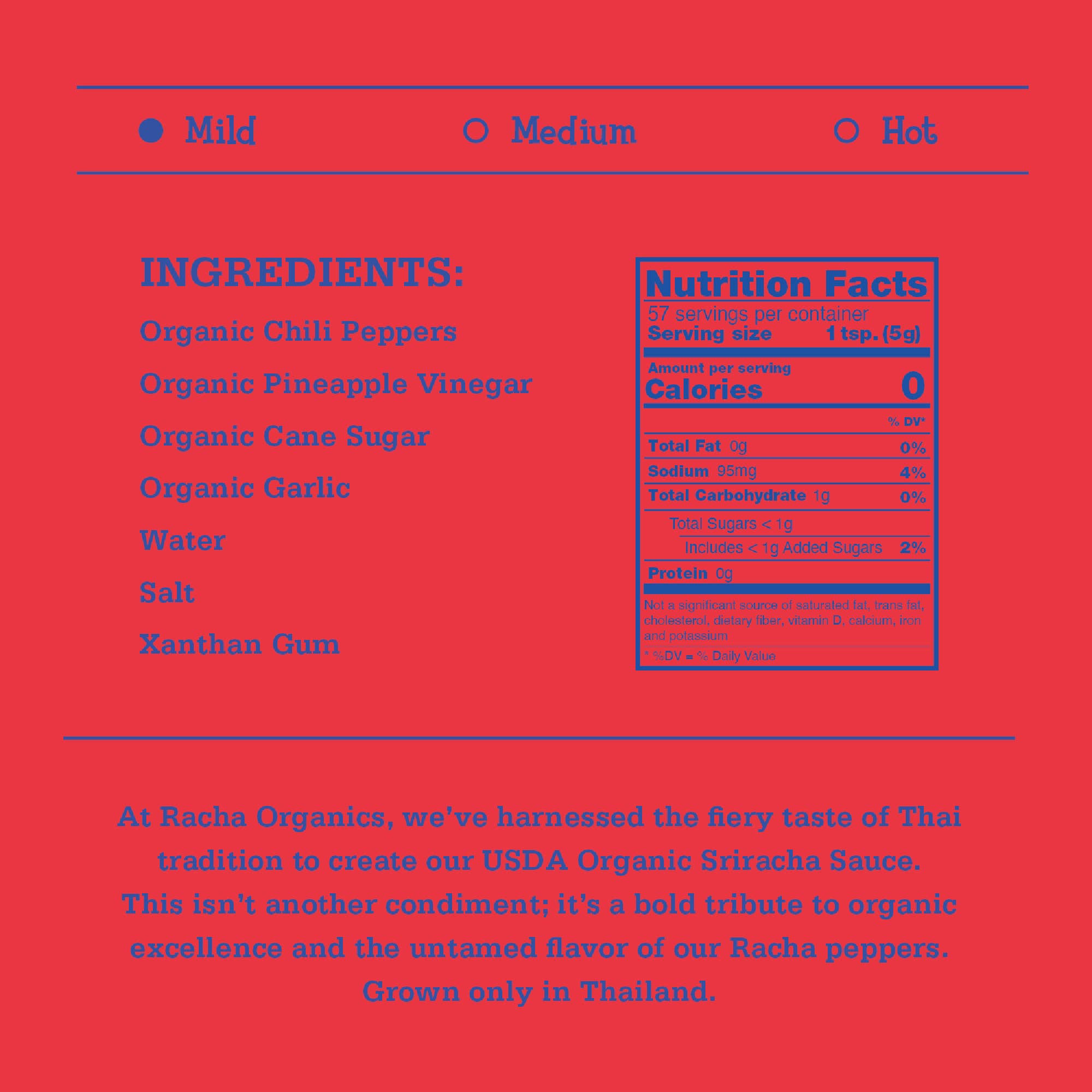 Racha Organics - Wholesale Hot Sauce - Organic Mild (RED) Sriracha Sauce1