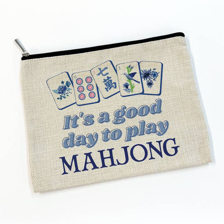 Mahjong Tile Makeup Bag Cosmetic Zipper Pouch Accessory for wholesale by Canary Road
