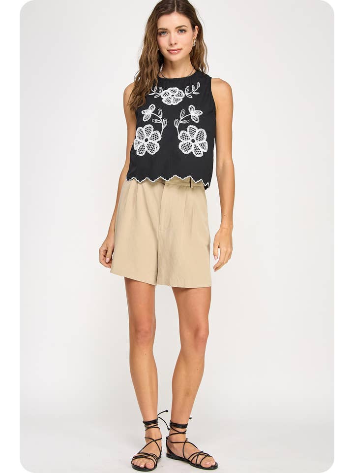 Strut & Bolt - Wholesale Blouse - Women's - Floral Embroidery Sleeveless Top15