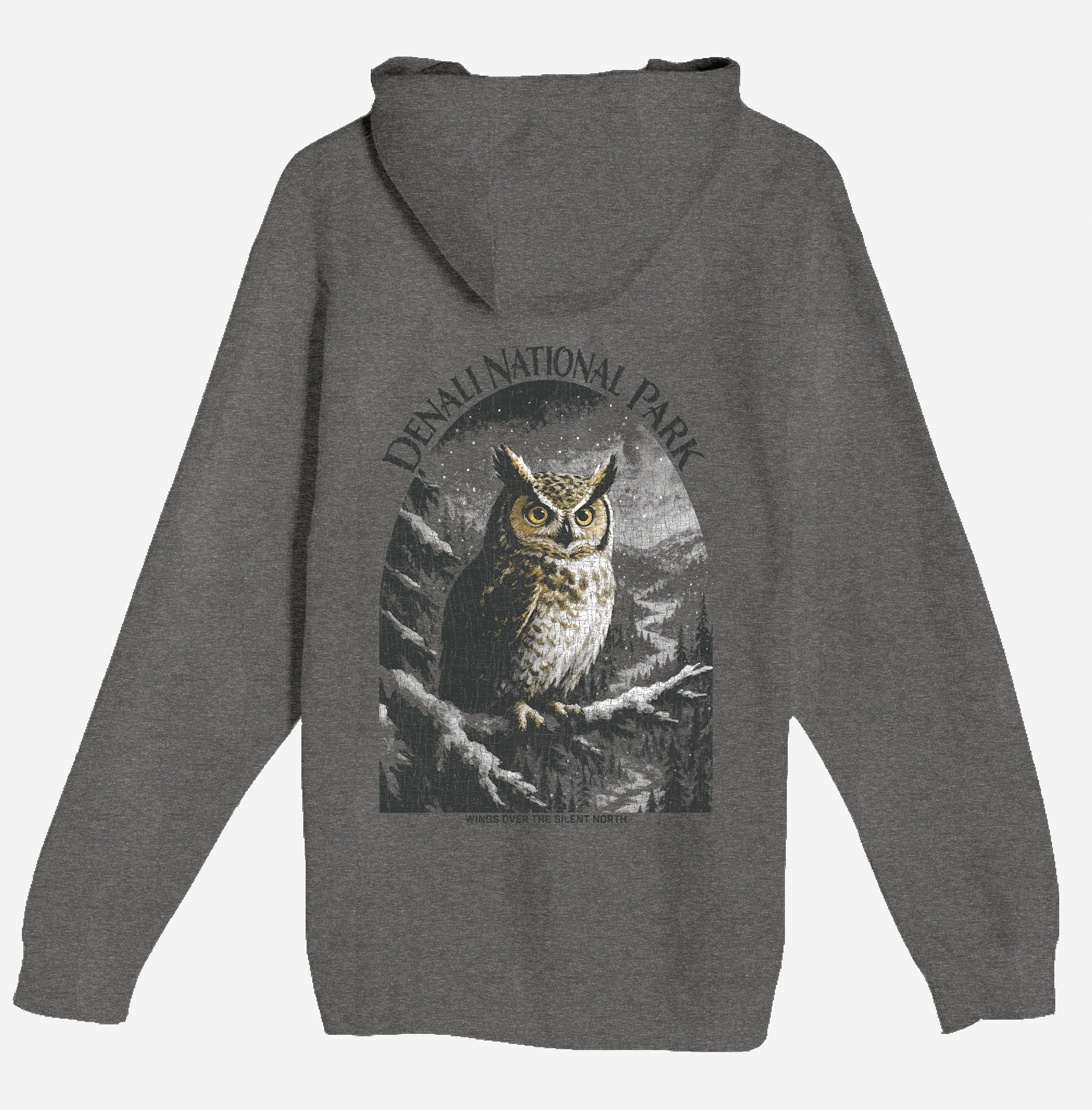 Textile Graphix - Wholesale Hoodie - Unisex - Winter Owl Hoodie – Vintage Alaska Wildlife Design2