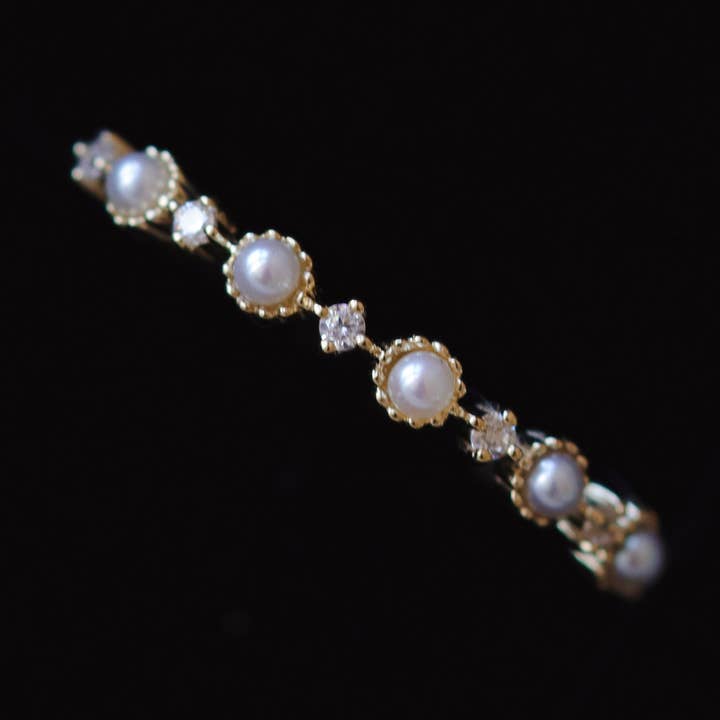 Anel Simples de Pérola em Prata Esterlina S925 Banhado a Ouro por atacado de Gioiellin - S925 Silver Jewelry